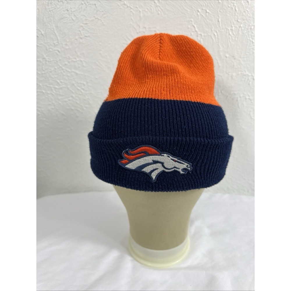 Vintage Schuessler‎ NFL Denver Broncos Cuff Knit Beanie Orange Blue Logo USA